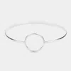Fashnzfab Open Metal Circle Accented Bangle Bracelet Silver In Silver