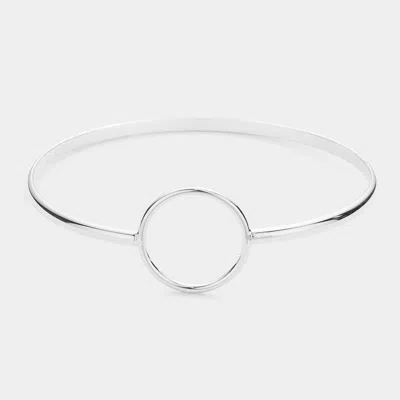 Fashnzfab Open Metal Circle Accented Bangle Bracelet Silver