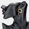 Fashnzfab Open Metal Circle Bead Cluster Link Earrings - Black In Gold