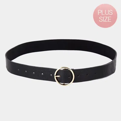 Fashnzfab Open Metal Circle Buckle Faux Leather Belt In Black
