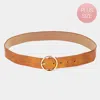 Fashnzfab Open Metal Circle Buckle Faux Leather Belt In Orange