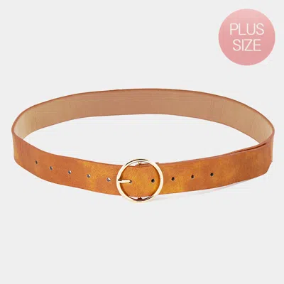 Fashnzfab Open Metal Circle Buckle Faux Leather Belt In Orange