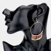 Fashnzfab Open Metal Circle Evil Eye Link Dangle Earrings In Red