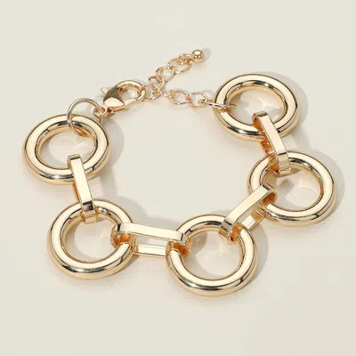 Fashnzfab Open Metal Circle Link Bracelet Gold