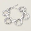 Fashnzfab Open Metal Circle Link Bracelet Worn Silver In Multi