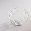 Fashnzfab Open Metal Circle Link Cuff Bracelet Worn Silver In Multi