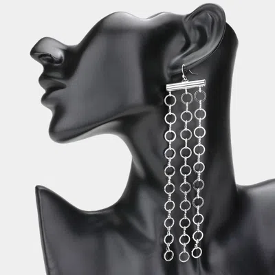 Fashnzfab Open Metal Circle Link Dangle Earrings In Metallic