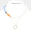 Fashnzfab Open Metal Circle Pendant Pearl Shamballa Ball Faceted Beaded Necklace In Gold
