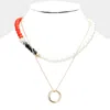 Fashnzfab Open Metal Circle Pendant Pearl Shamballa Ball Faceted Beaded Necklace In Gold