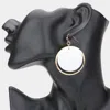 Fashnzfab Open Metal Circle Round Mother Of Pearl Layered Dangle Earrings - Mother Of Pearl In Gold