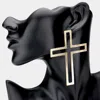 Fashnzfab Open Metal Cross Earrings - Gold In Gold