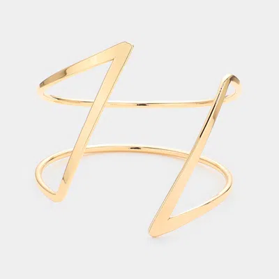 Fashnzfab Open Metal Cuff Bracelet In Gold