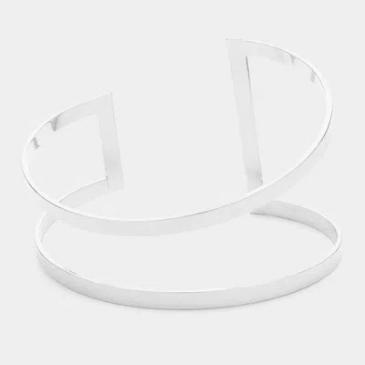 Fashnzfab Open Metal Cuff Bracelet Rhodium In Multi