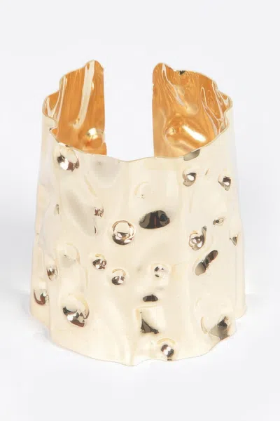 Fashnzfab Open Metal Cuff Bracelet Simple Style In Gold