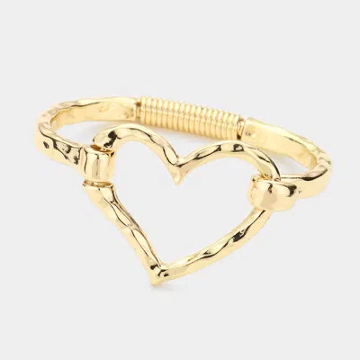 Fashnzfab Open Metal Heart Hook Bracelet Gold
