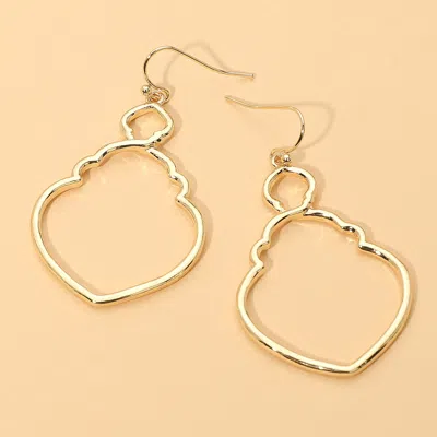 Fashnzfab Open Metal Moroccan Inspired Geometric Shape Drop Dangle Earrings In Gold