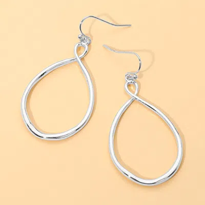 Fashnzfab Open Metal Organic Teardrop Dangle Earrings In Silver