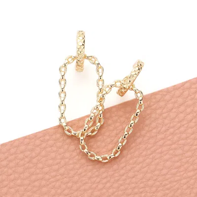 Fashnzfab Open Metal Oval Dangle Earrings In Gold