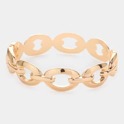 Fashnzfab Open Metal Oval Link Hinged Bracelet Gold
