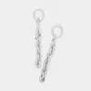 Fashnzfab Open Metal Oval Link Linear Dangle Earrings In Silver