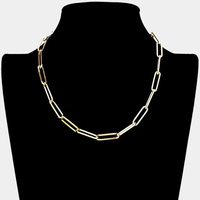 Fashnzfab Open Metal Oval Link Necklace In Gold