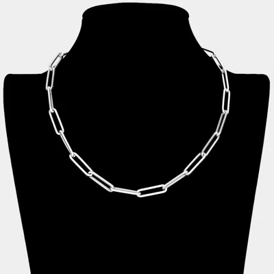 Fashnzfab Open Metal Oval Link Necklace In Metallic