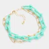 Fashnzfab Open Metal Oval Resin Link Double Layered Bracelet Turquoise In Blue