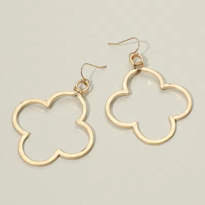 Fashnzfab Open Metal Quatrefoil Dangle Earrings In Gold