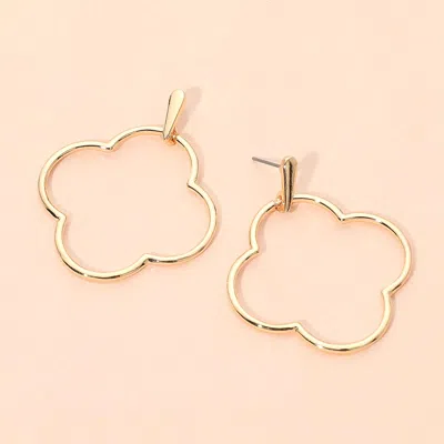 Fashnzfab Open Metal Quatrefoil Drop Earrings In Gold