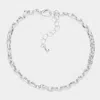 Fashnzfab Open Metal Rectangle Link Bracelet Rhodium In Multi