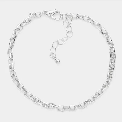 Fashnzfab Open Metal Rectangle Link Bracelet Rhodium In Multi