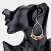 Fashnzfab Open Metal Teardrop Evil Eye Link Dangle Earrings - Red In Red
