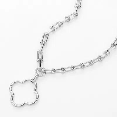 Fashnzfab Open Quatrefoil Pendant Hardware Chain Necklace In Multi