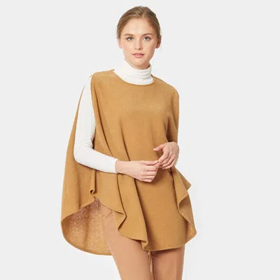 Fashnzfab Open Shoulder Solid Poncho In Brown