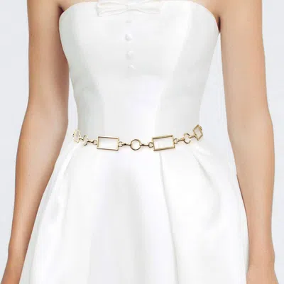Fashnzfab Open Square Round Metal Link Waist Belt In Gold