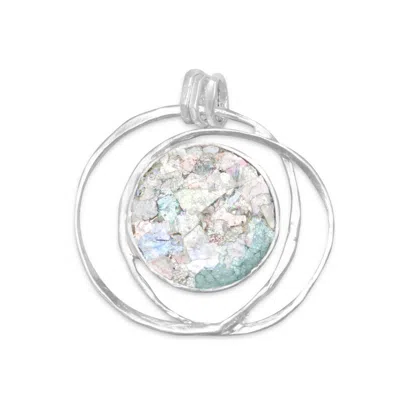 Fashnzfab Open Wire Design Ancient Roman Glass Pendant In Pink