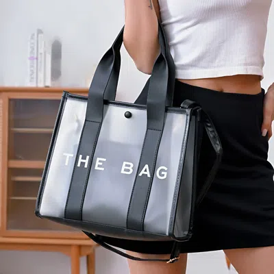 Fashnzfab Optic Transparent Tote Bag In Black