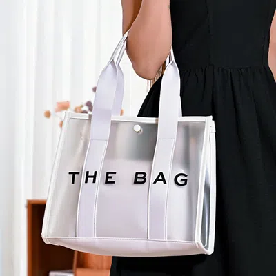 Fashnzfab Optic Transparent Tote Bag In White