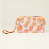 Fashnzfab Orange Pattern Transparent Cosmetic Pouch Bag In Multi