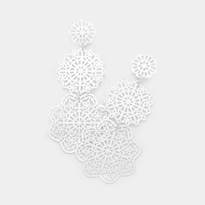 Fashnzfab Oriental Filigree Metal Link Dangle Earrings In Silver