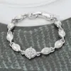 Fashnzfab Ornate Charm Marquise-cut Stone Link Bracelet - Silver, White In Multi