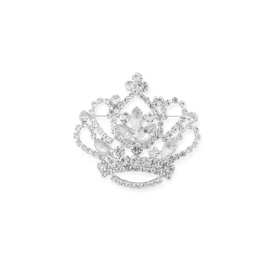 Fashnzfab Ornate Crystal Crown Outline Fashion Pin In Pink