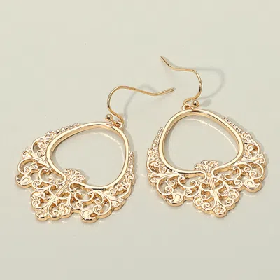 Fashnzfab Ornate Filigree Openwork Dangle Earrings In Gold