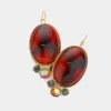 Fashnzfab Oval Bead Accented Earrings - Brown In Brown