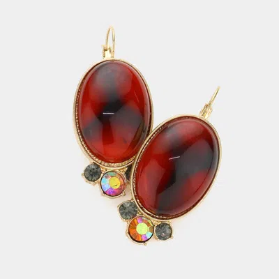 Fashnzfab Oval Bead Accented Earrings - Brown