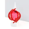 Fashnzfab Oval Crystal Centered Stretch Ring In Red