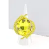 Fashnzfab Oval Crystal Centered Stretch Ring In Yellow