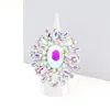 Fashnzfab Oval Crystal Cluster Stretch Ring In Pink