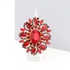 Fashnzfab Oval Crystal Cluster Stretch Ring In Red