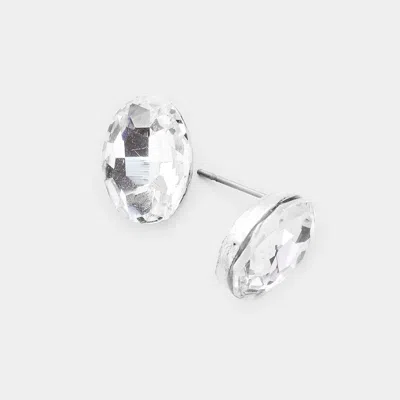 Fashnzfab Oval Crystal Evening Stud Earrings In Metallic
